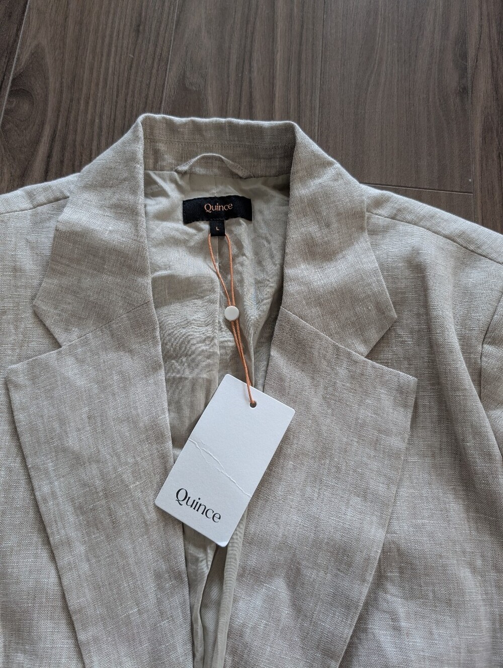 NWT Quince Flax Beige Linen-Blend Single-Button Blazer (Size Large) - Picture 2 of 9